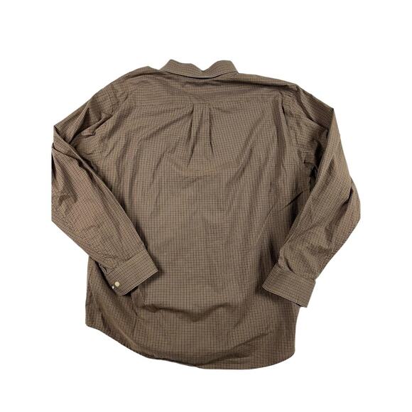 Roundtree & Yorke Mens Dress Shirt Large Green Gingham Check Button Down - Picture 7 of 9